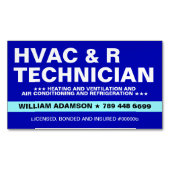 HVACおよび冷蔵サービス | テクニシャン マグネット名刺 (正面)