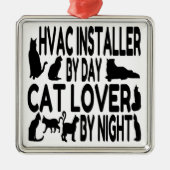 HVACインストーラ猫好き メタルオーナメント (正面)