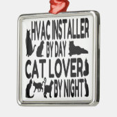 HVACインストーラ猫好き メタルオーナメント (左)