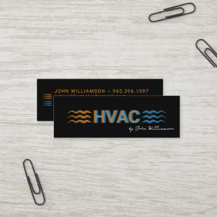 HVACサービスロゴ 暖かい・冷たい空気の流れアイコン スキニー名刺