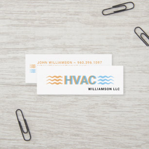 HVACサービスロゴ 暖かい・冷たい空気の流れアイコン スキニー名刺