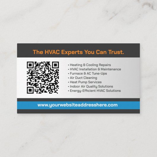 HVACサービス – 暖房、換気、AC 名刺 (裏面)