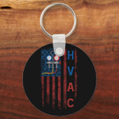HVACテクニシャンアメリカ国旗USAヴィンテージ キーホルダー (正面)