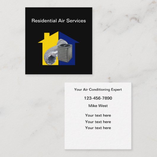 HVAC住宅用商用AC修理 スクエア名刺 (正面/裏面)