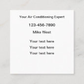 HVAC住宅用商用AC修理 スクエア名刺 (裏面)