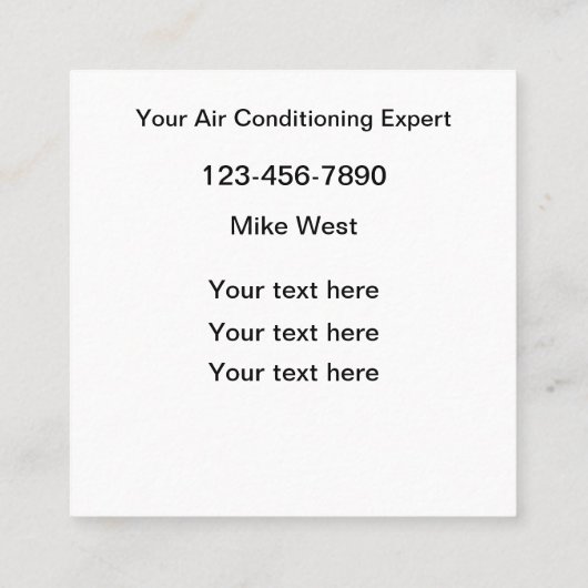 HVAC住宅用商用AC修理 スクエア名刺 (裏面)