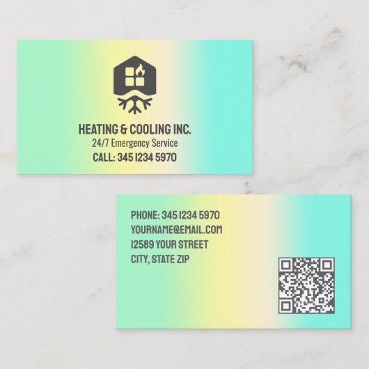 HVAC冷暖房用QR 名刺 (正面/裏面)