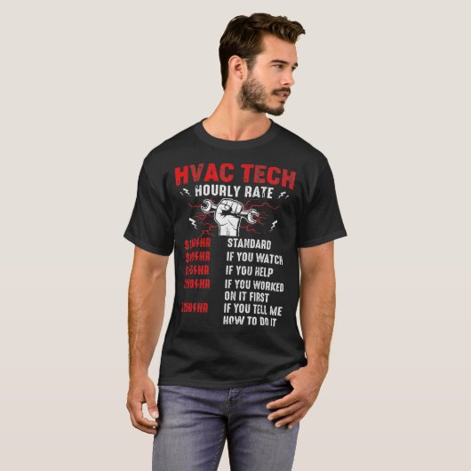 HVAC技術の時給デザイン修おもしろい理工 Tシャツ (正面フル)