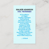 HVAC技術者および請負業者のスローガン | 見積もり 名刺 (裏面)