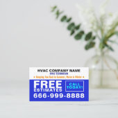 HVAC技術者および請負業者のスローガン | 見積もり 名刺 (スタンド正面)