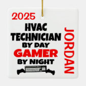 HVAC技術者のビデ遊オゲーム セラミックオーナメント (裏面)