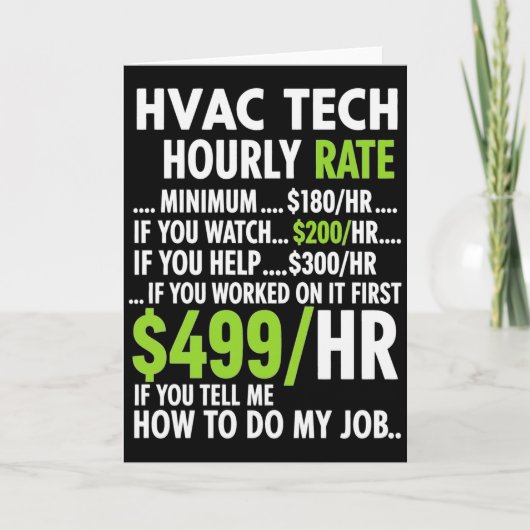 HVAC技術者の時給が面白い男性女性向けの仕事 カード (正面)