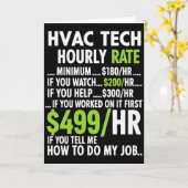 HVAC技術者の時給が面白い男性女性向けの仕事 カード (黄色い花)
