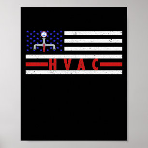 HVAC技術者メンズアメリカ国旗USAヴィンテージ ポスター