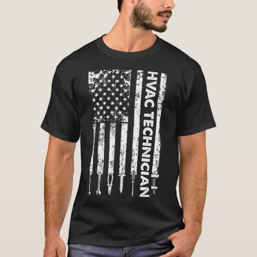 HVAC技術者USフラグHVACおもしろい Tech Premium Tシャツ (正面)