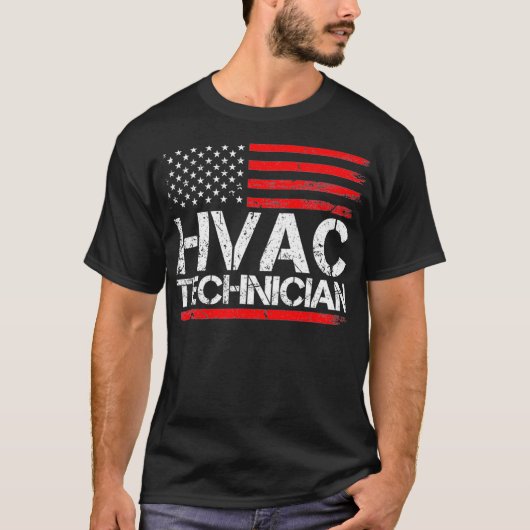 HVAC技術者USA米国国旗 Tシャツ (正面)