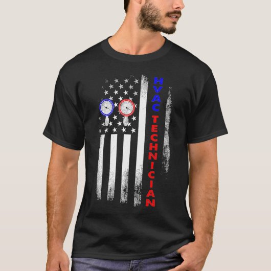 HVAC技術者USA おもしろい HVAC Tech Premium Tシャツ (正面)