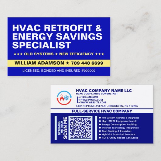 HVAC改修＆エネルギー効率化サービス | プロ 名刺 (正面/裏面)