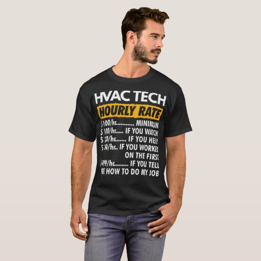 HVAC時間料金HVACおもしろい技術者時おもしろい間 Tシャツ (正面フル)