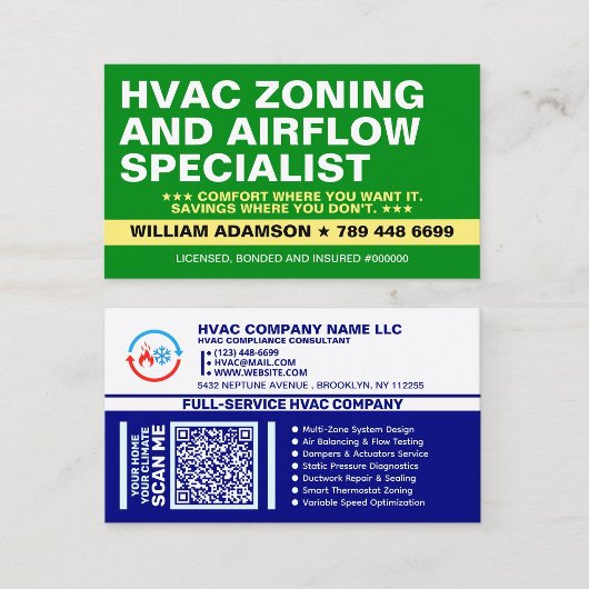 HVAC ゾーニングおよび空気流量専門サービス | エアコン 名刺