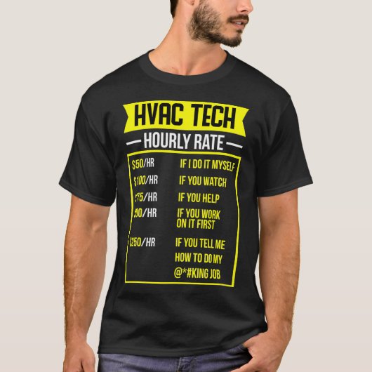 HVAC 技術者 時給 レート Tシャツ HVAC テクノロジー (正面)
