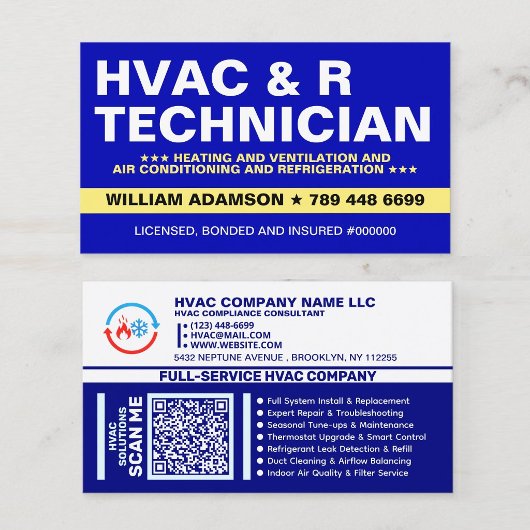 HVAC And Refrigeration Services | Technician 名刺