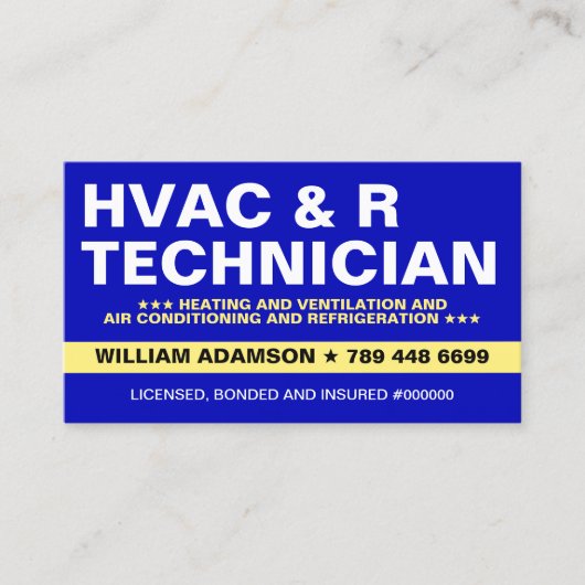 HVAC And Refrigeration Services | Technician 名刺 (正面)