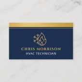 HVAC Company Navy Blue QR Code 名刺 (正面)