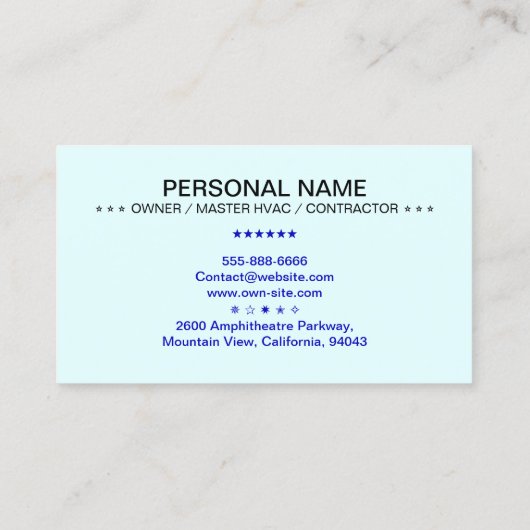 HVAC Heating Air Conditioning Biz | Modern Logo 名刺 (裏面)