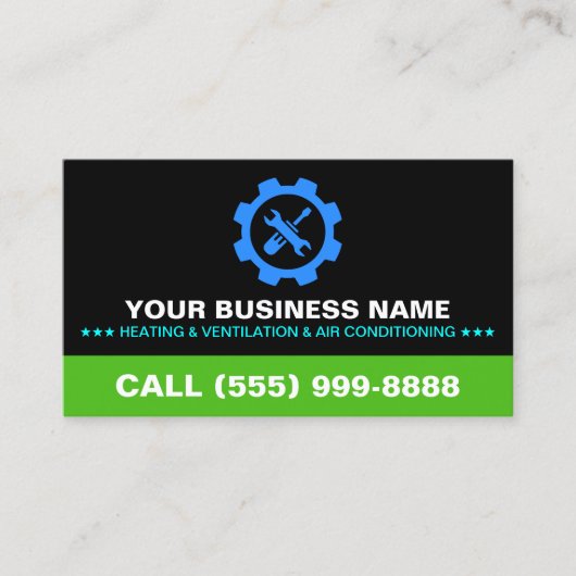 HVAC Heating & Air Conditioning | Logo on Black 名刺 (正面)