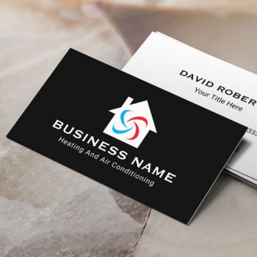 HVAC Heating & Air Conditioning Plain Black 名刺
