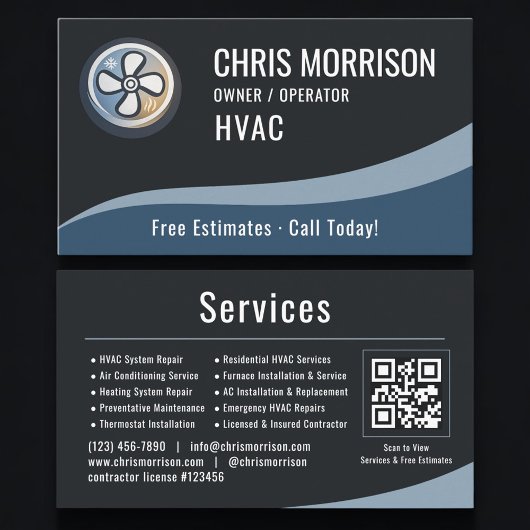 HVAC Heating & Air Conditioning QR Code 名刺