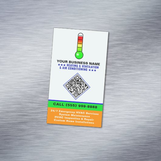 HVAC Heating & Air Conditioning | QR Code & Logo マグネット名刺 (インサイチュ)