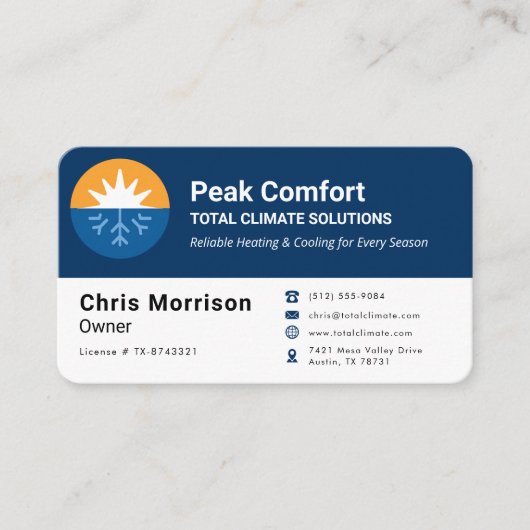 HVAC Heating Cooling 名刺 (正面)