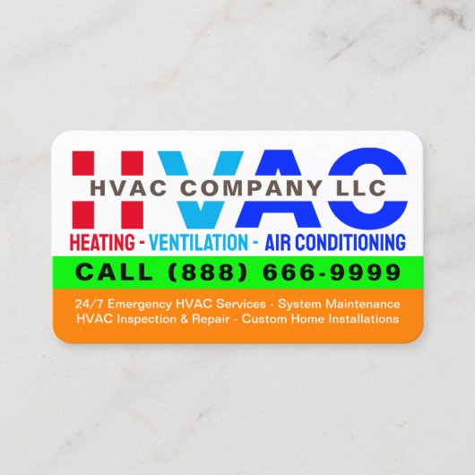 HVAC Heating, Ventilation & Air Conditioning - Pro 名刺 (正面)