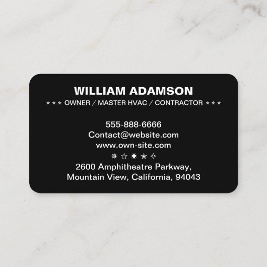 HVAC Heating, Ventilation & Air Conditioning - Pro 名刺 (裏面)