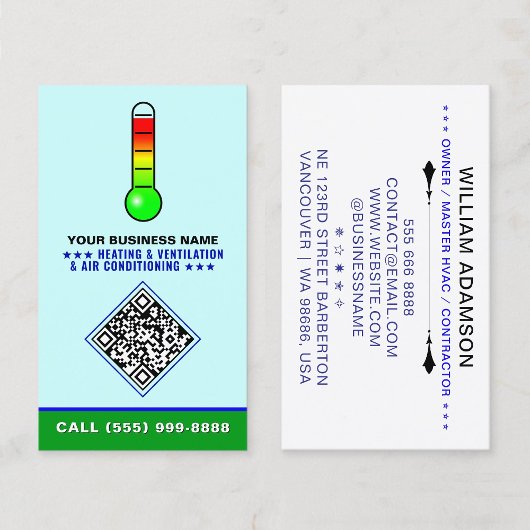 HVAC Logo & QR Code | Heating & Air Conditioning 名刺