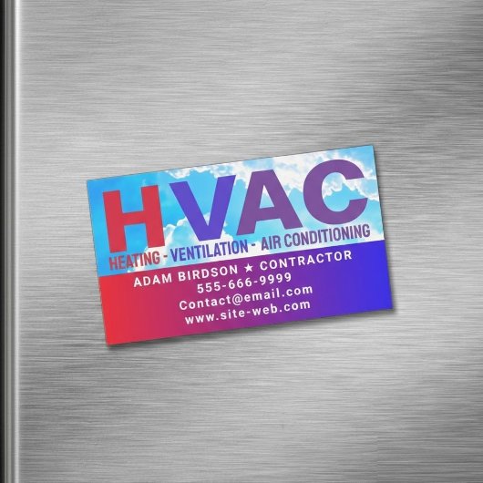 HVAC Service (Heating, Cooling, Air Conditioning) マグネット名刺