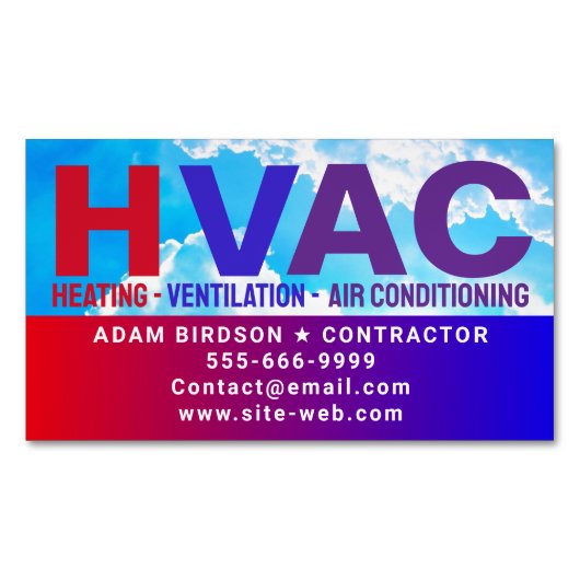 HVAC Service (Heating, Cooling, Air Conditioning) マグネット名刺 (正面)
