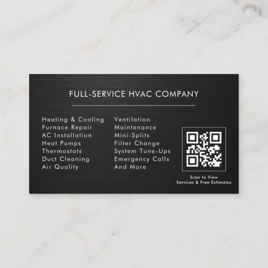 HVAC Services Metallic QR Code 名刺 (裏面)