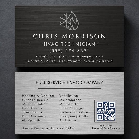 HVAC Services QR Code Black 名刺