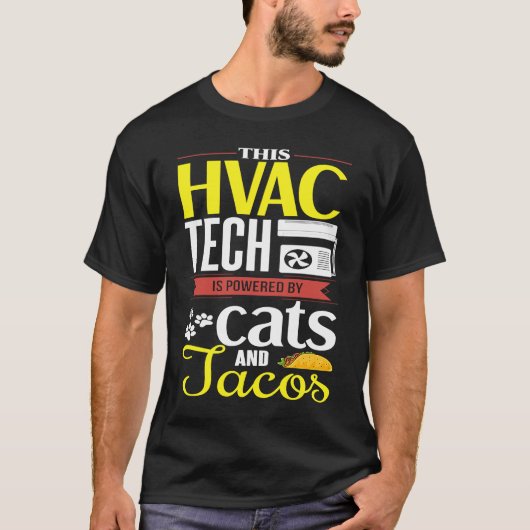 HVAC Tech Cat Taco HVAC技術者 Tシャツ (正面)