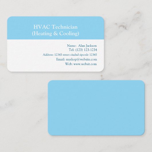 HVAC Technician (Heating & Cooling) 名刺 (正面/裏面)