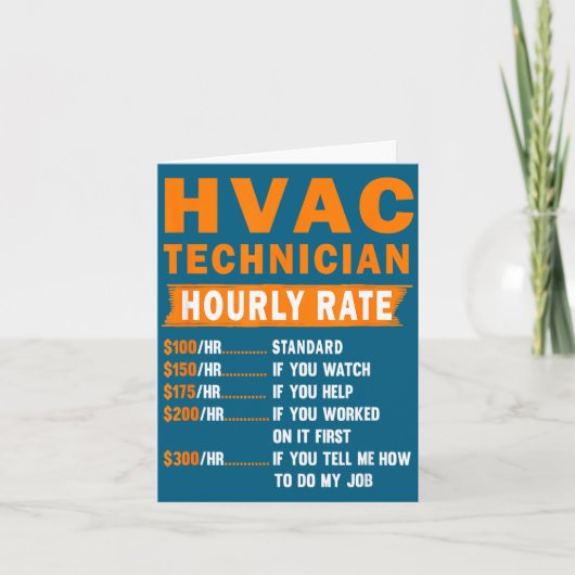 Hvac Technician Hourly Rate Funny Hvac Mechanic Sa カード (正面)