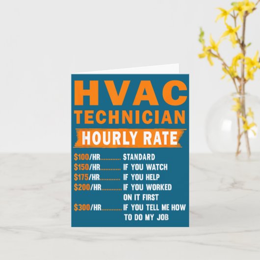 Hvac Technician Hourly Rate Funny Hvac Mechanic Sa カード (黄色い花)