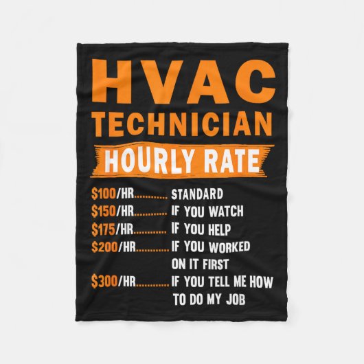 Hvac Technician Hourly Rate Funny Hvac Mechanic Sa フリースブランケット (正面)