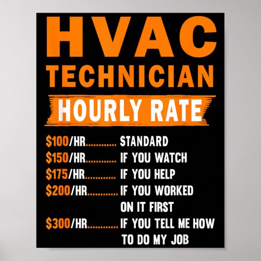 Hvac Technician Hourly Rate Funny Hvac Mechanic Sa ポスター (正面)