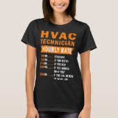 Hvac Technician Hourly Rate Funny Hvac Mechanic Sa Tシャツ (正面)