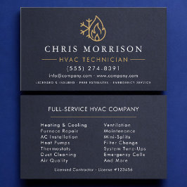 HVAC Technician Navy Blue Gold Modern 名刺