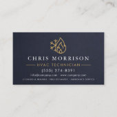 HVAC Technician Navy Blue Gold Modern 名刺 (正面)